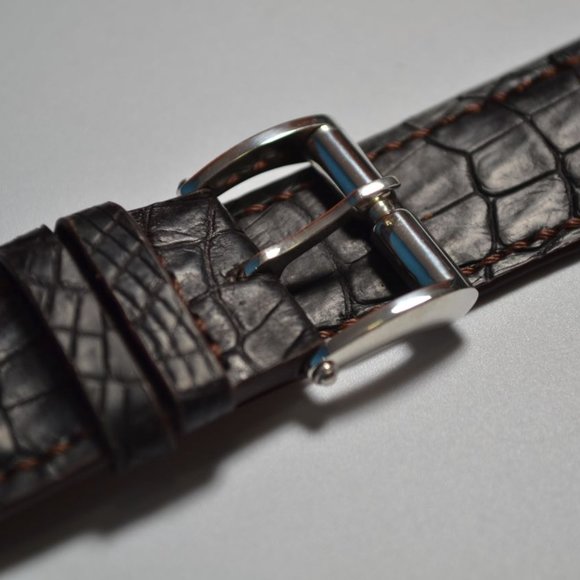 Crocodile leather 24 mm 925 silver buckle